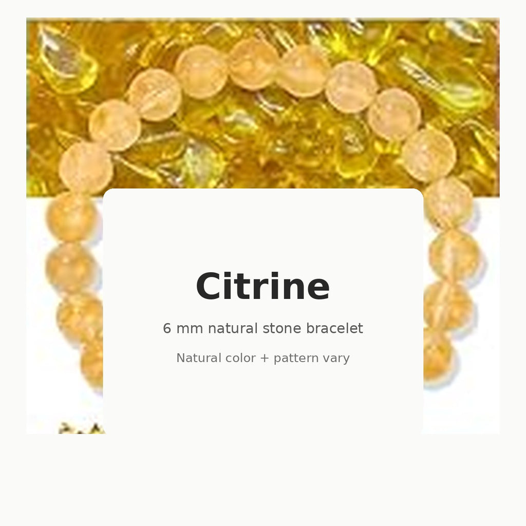 Citrine 6mm natural stone stretch bracelet