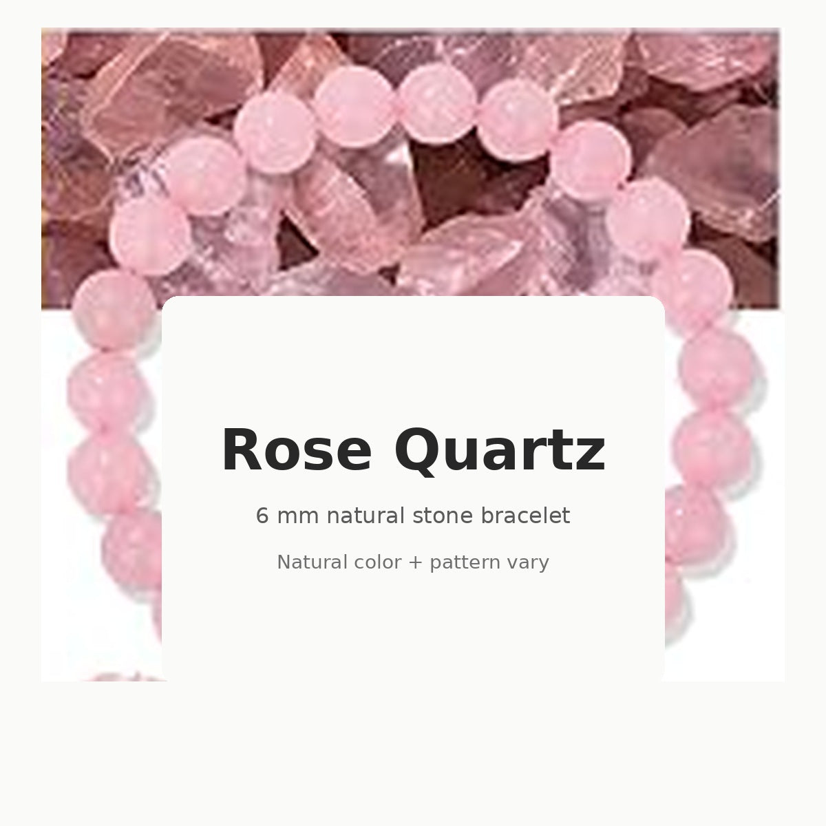 Rose Quartz 6mm natural stone stretch bracelet