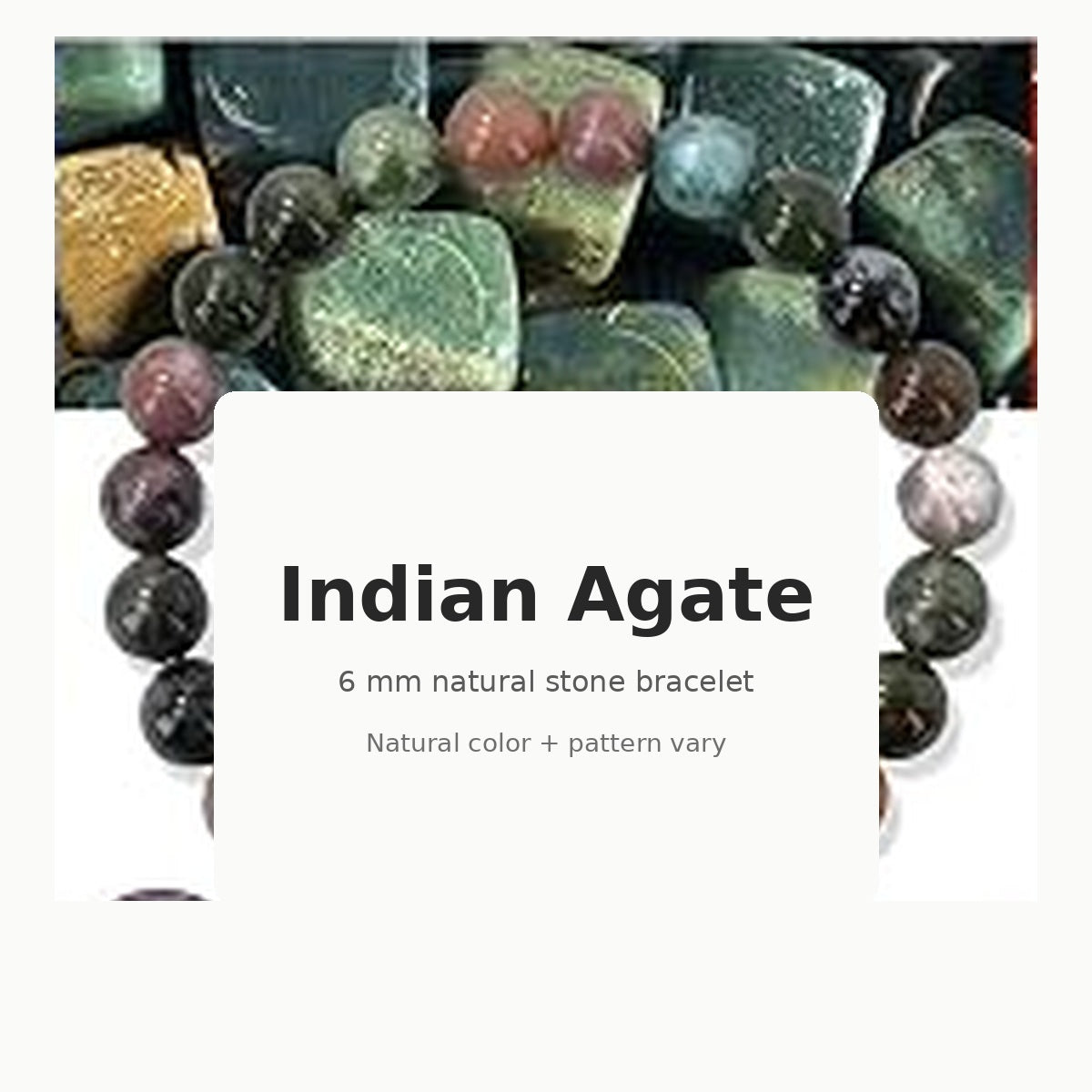 Indian Agate 6mm natural stone stretch bracelet
