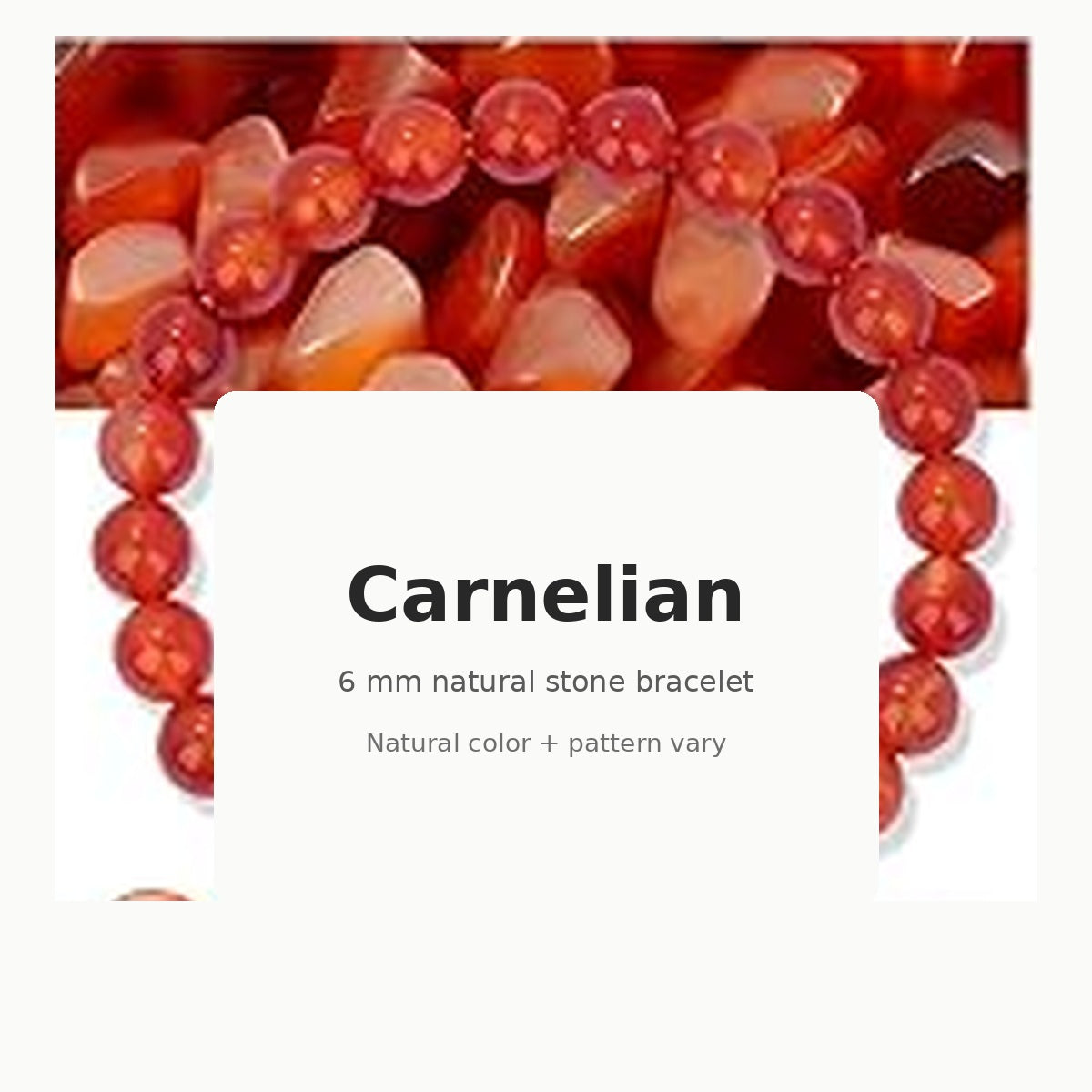 Carnelian 6mm natural stone stretch bracelet