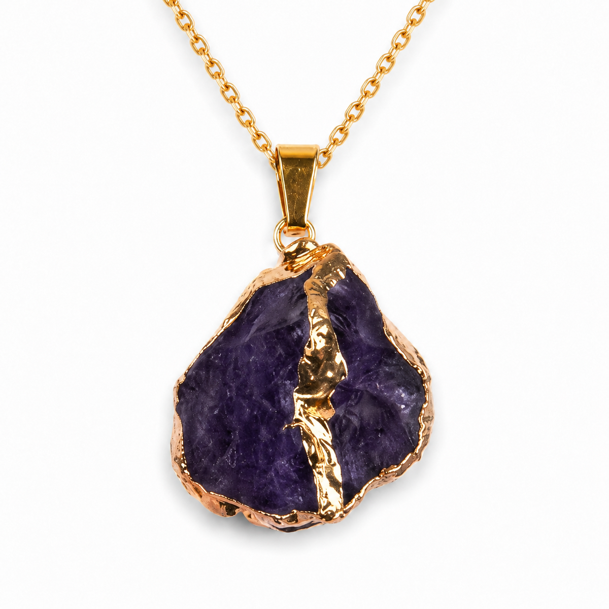Large Raw Stone Pendant Necklace