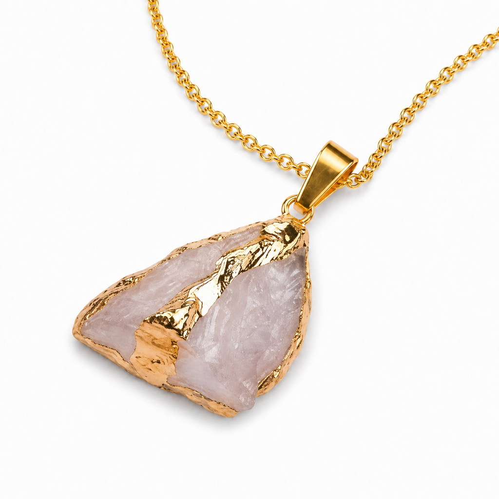Large Raw Stone Pendant Necklace