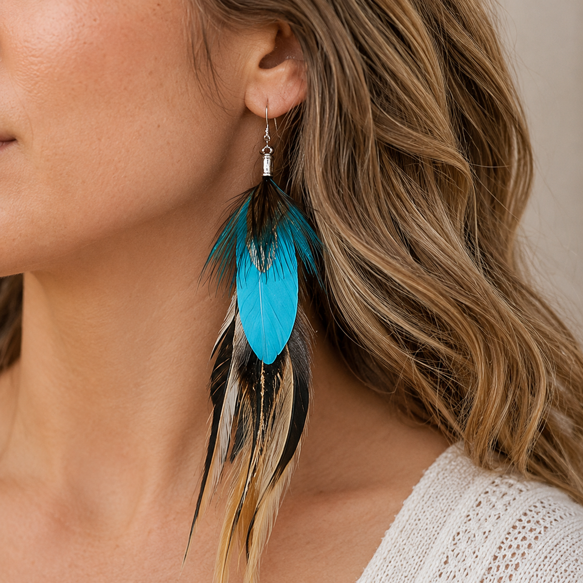 Open Waters Turquoise Feather Earrings