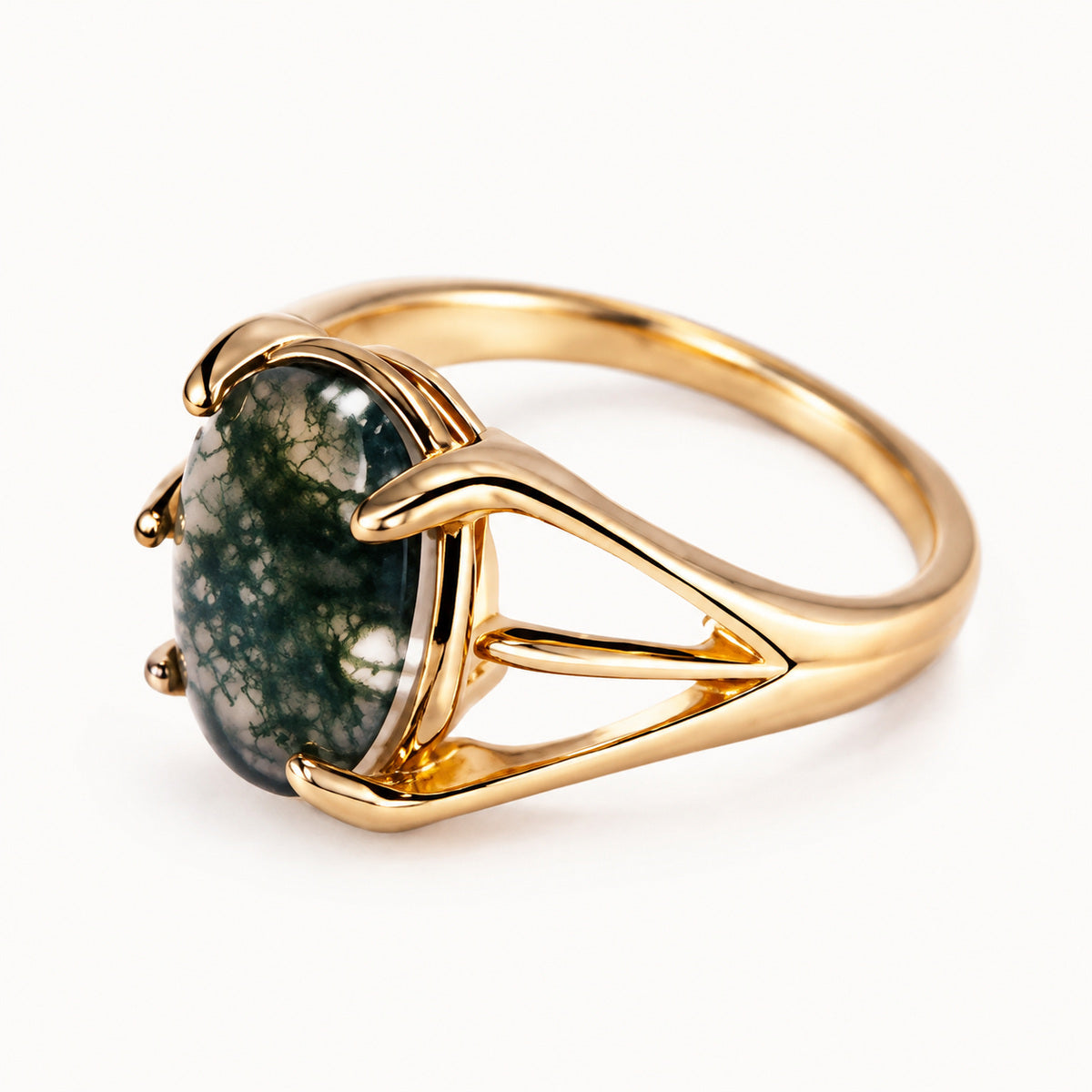 Moss Agate Stone Ring