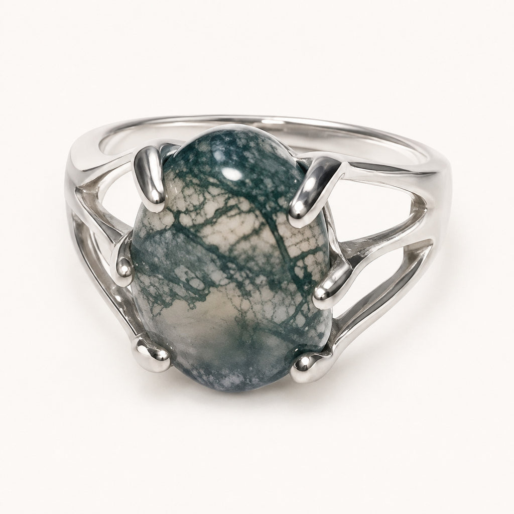 Moss Agate Stone Ring