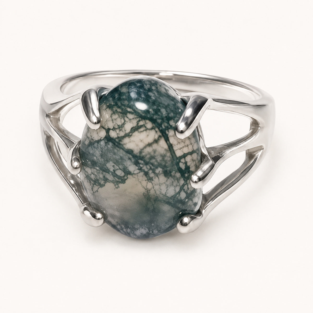 Moss Agate Stone Ring