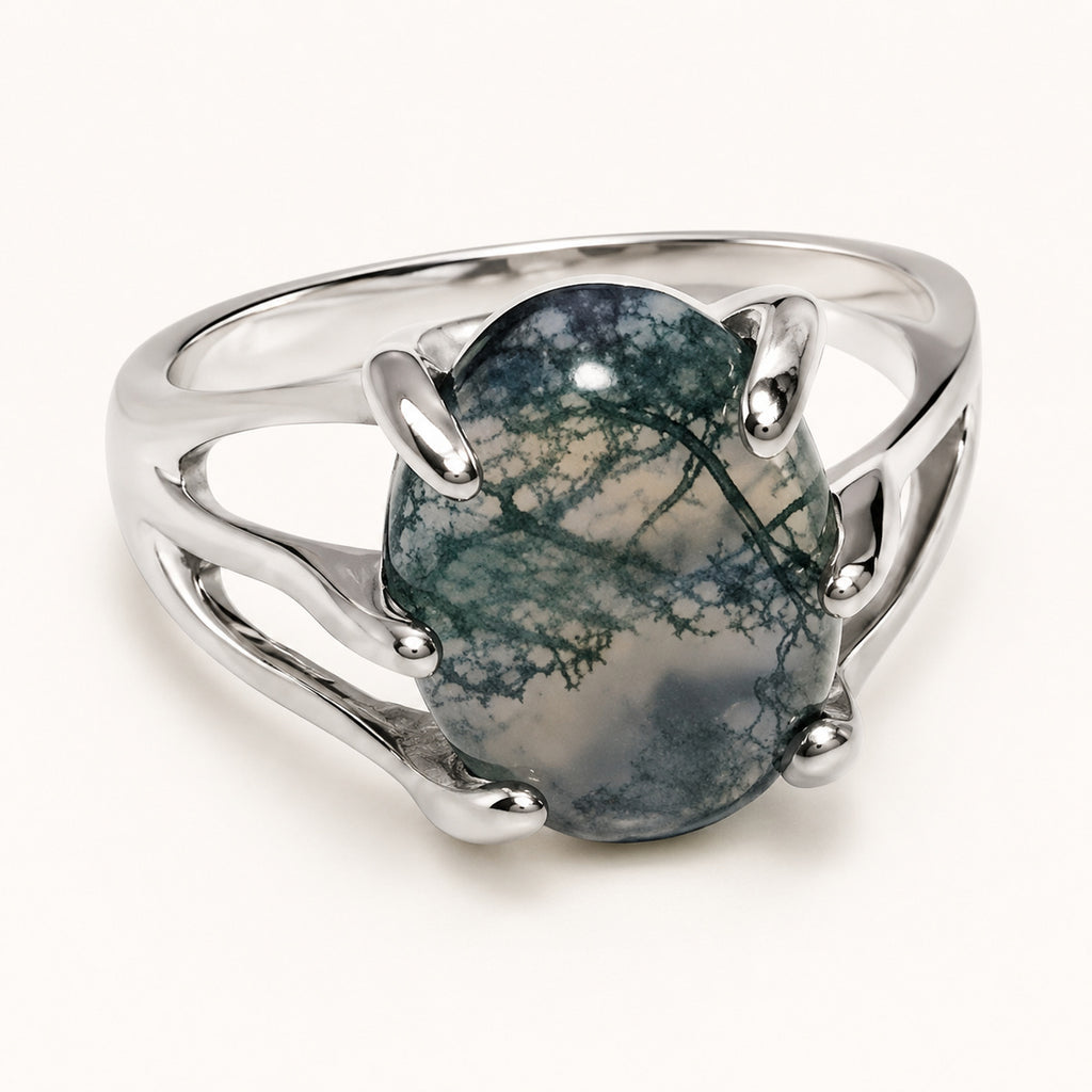Moss Agate Stone Ring