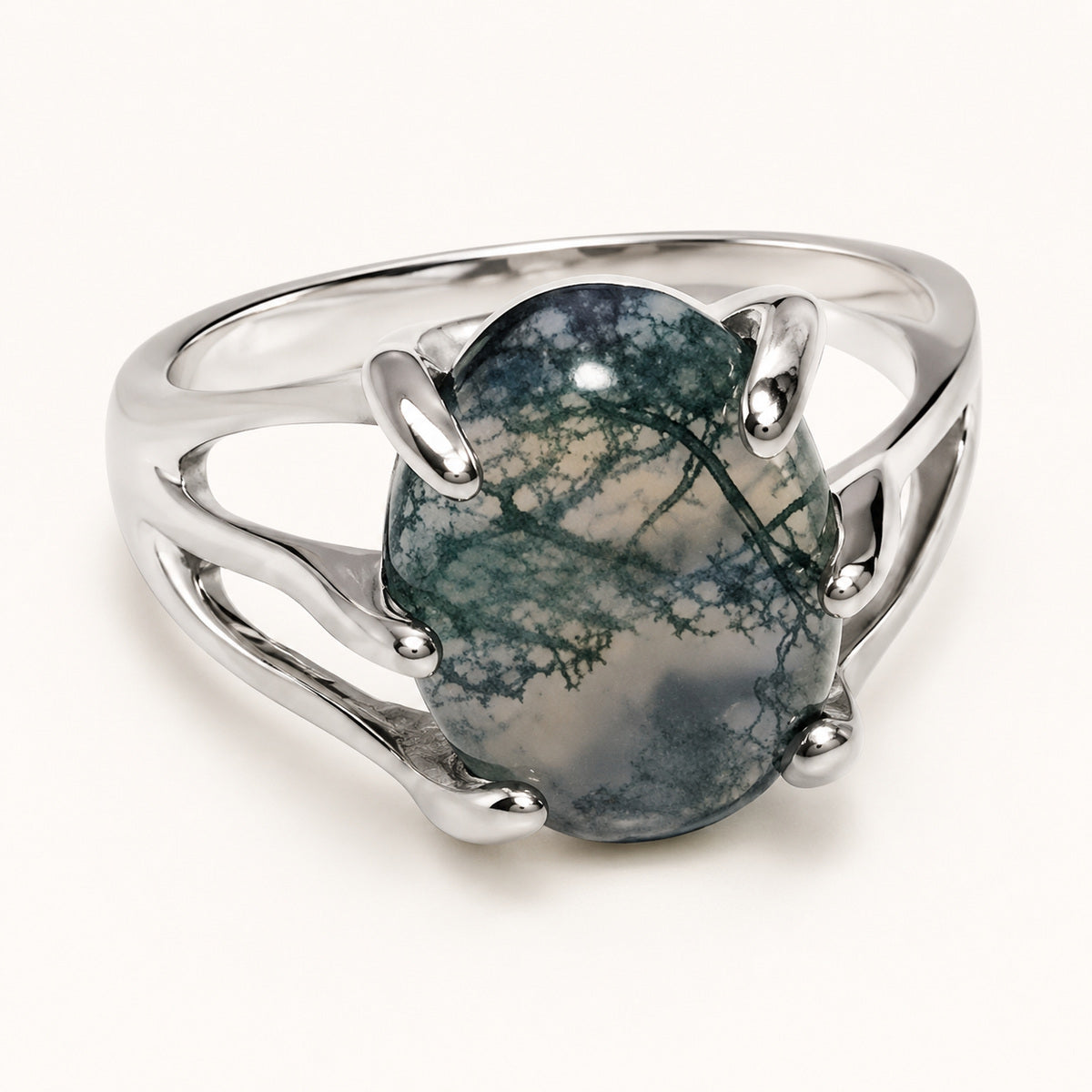 Moss Agate Stone Ring