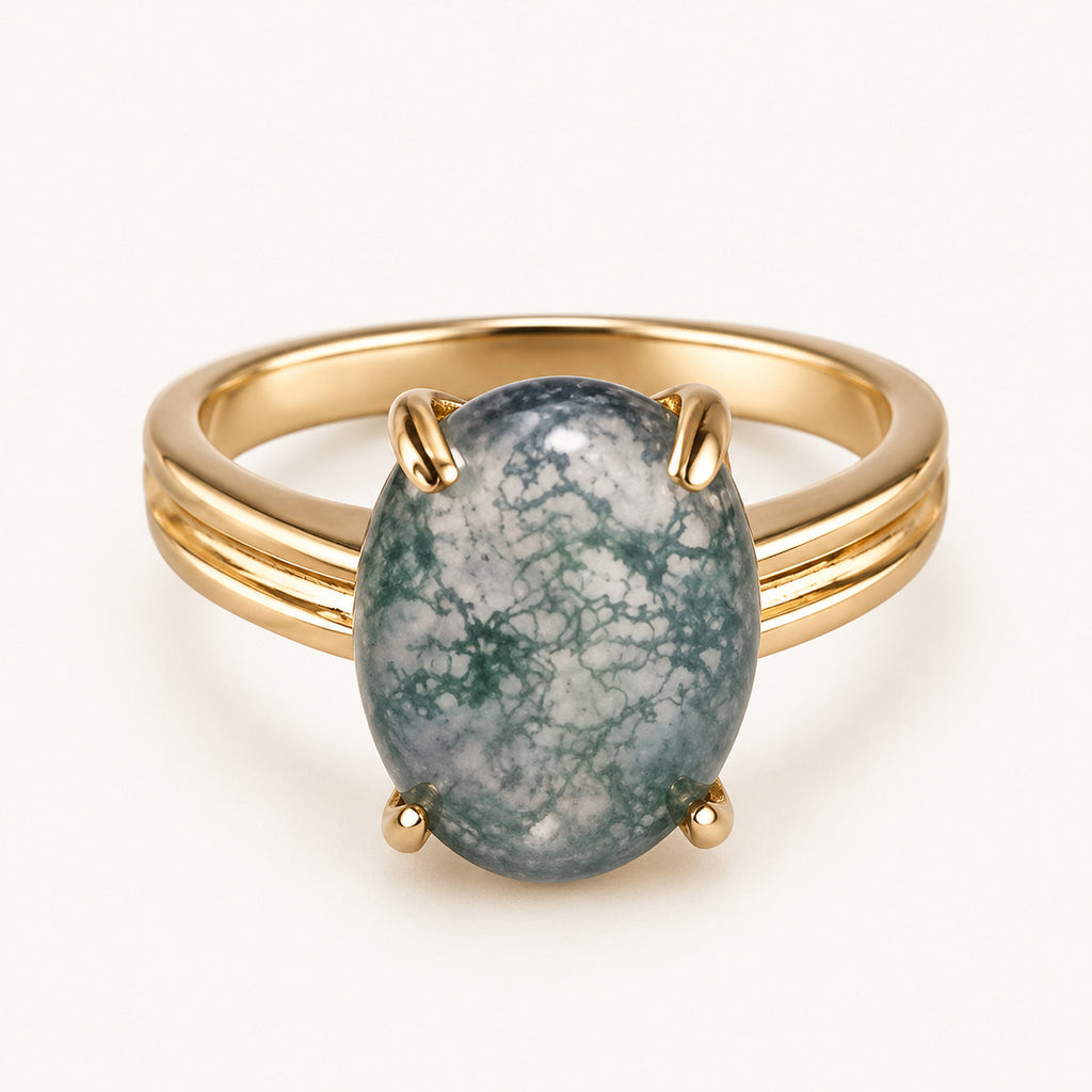 Moss Agate Stone Ring