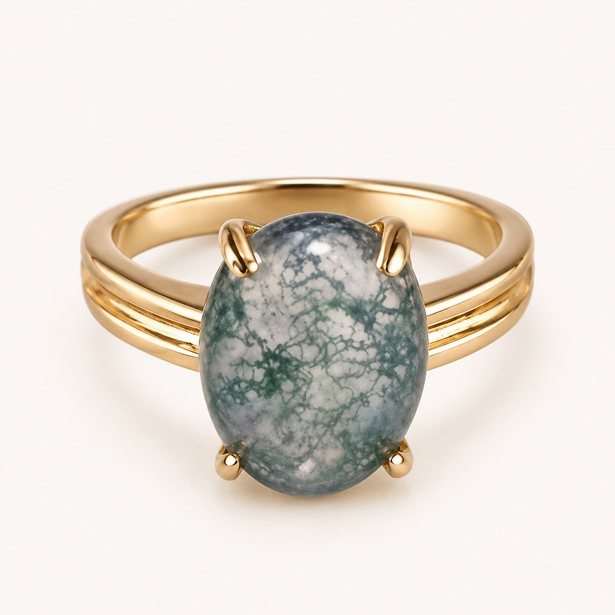 Moss Agate Stone Ring