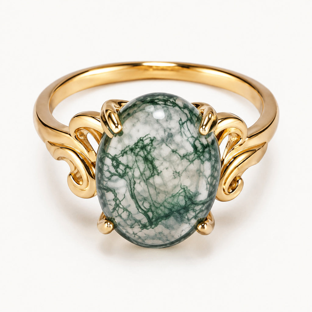 Moss Agate Stone Ring