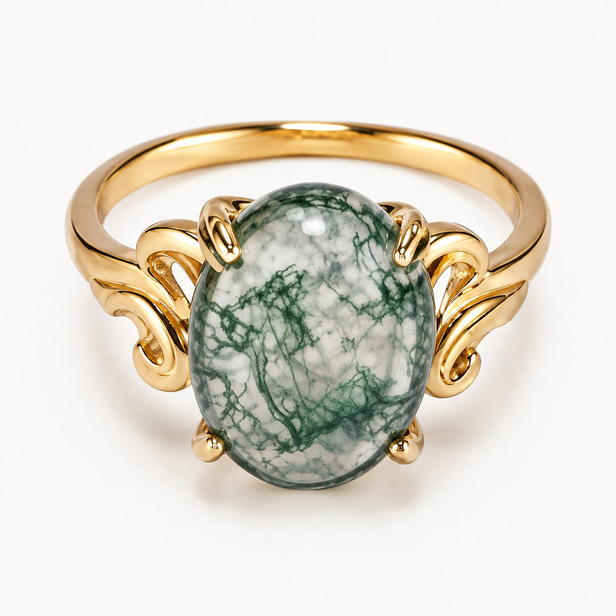 Moss Agate Stone Ring