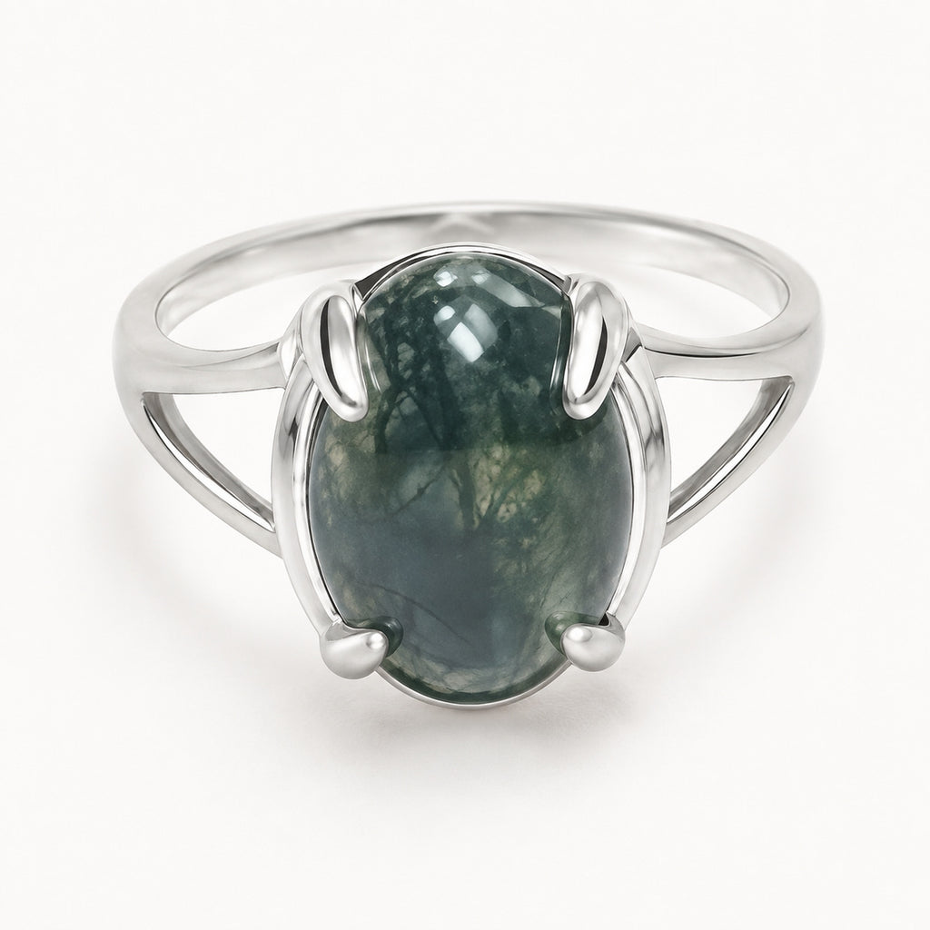 Moss Agate Stone Ring