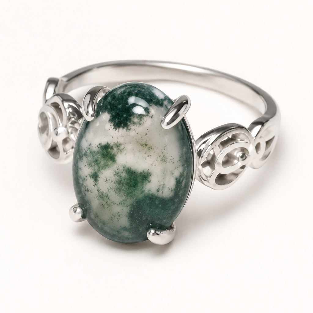 Moss Agate Stone Ring