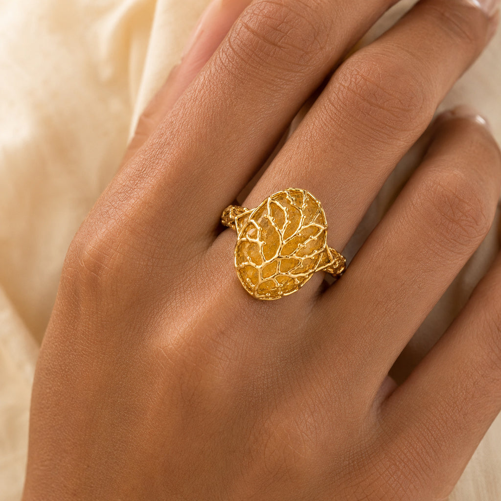 Citrine Root Oval Ring