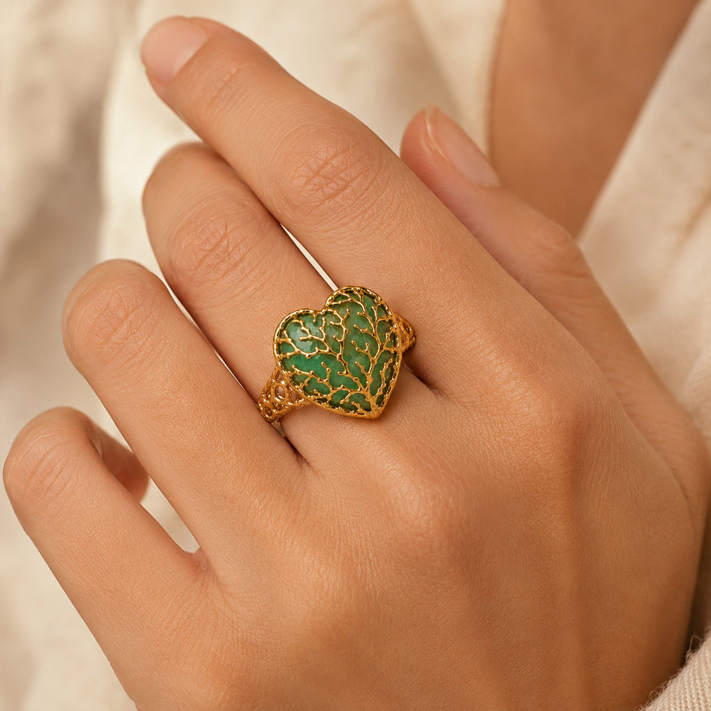Jade Root Heart Ring