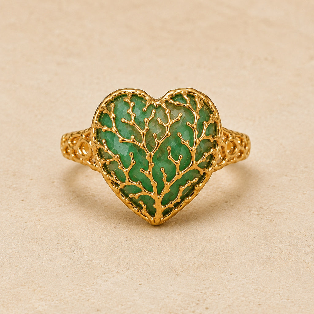 Jade Root Heart Ring