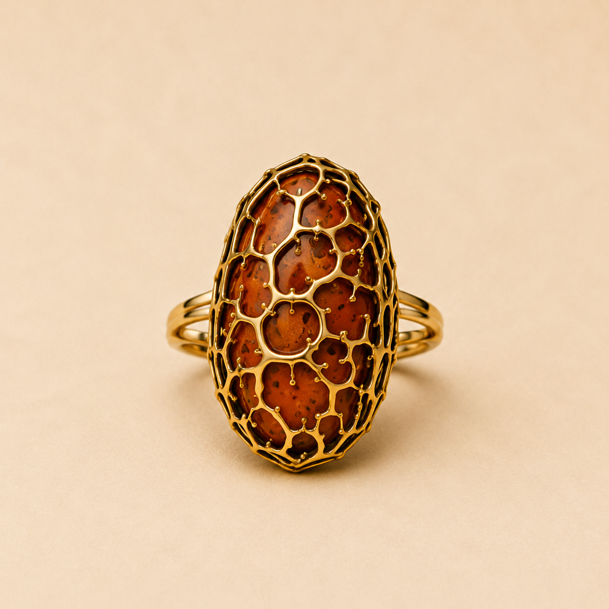 Jasper Root Oval Ring