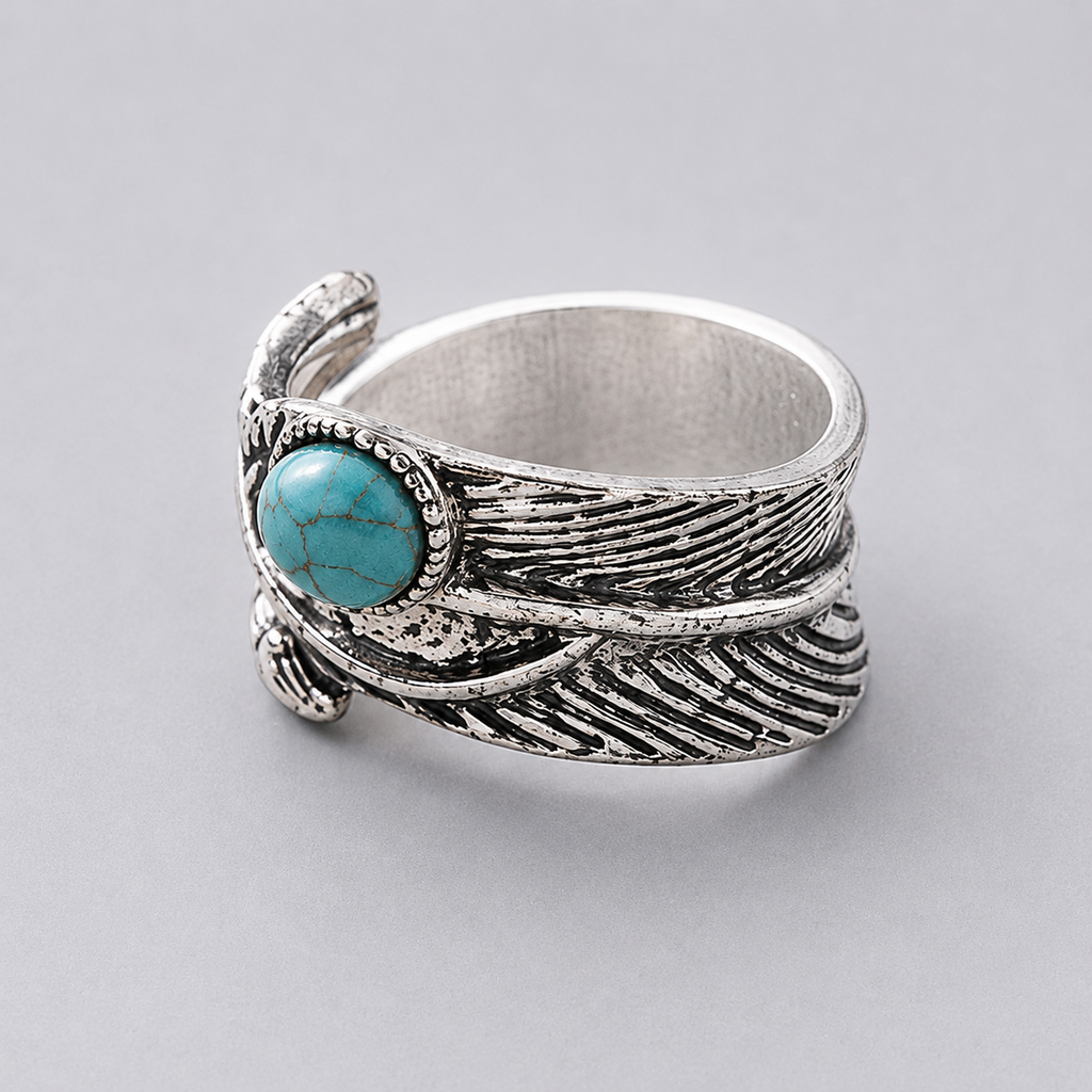 Moonlit Magic Feather Wrap Ring