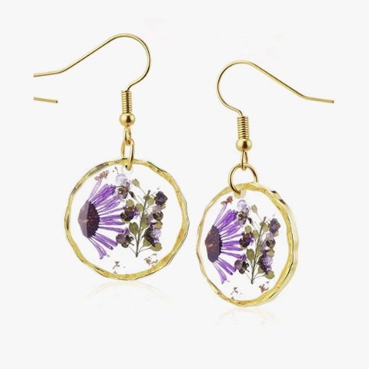 Aster Afterglow Pressed Flower Earrings