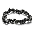 Black Obsidian irregular stone chip stretch bracelet on a white background