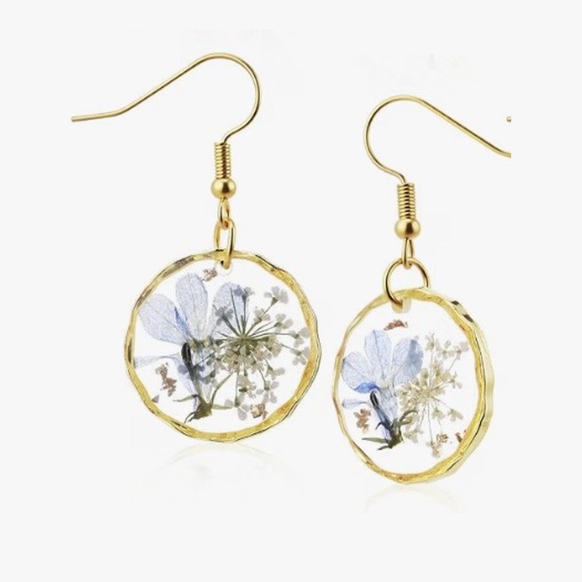 Blue Petal Remembrance Pressed Flower Earrings
