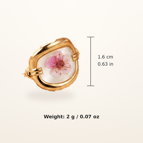 Blush Blossom Becoming Ring showing 1.6 cm or 0.63 inch face and 2 g or 0.07 oz weight
