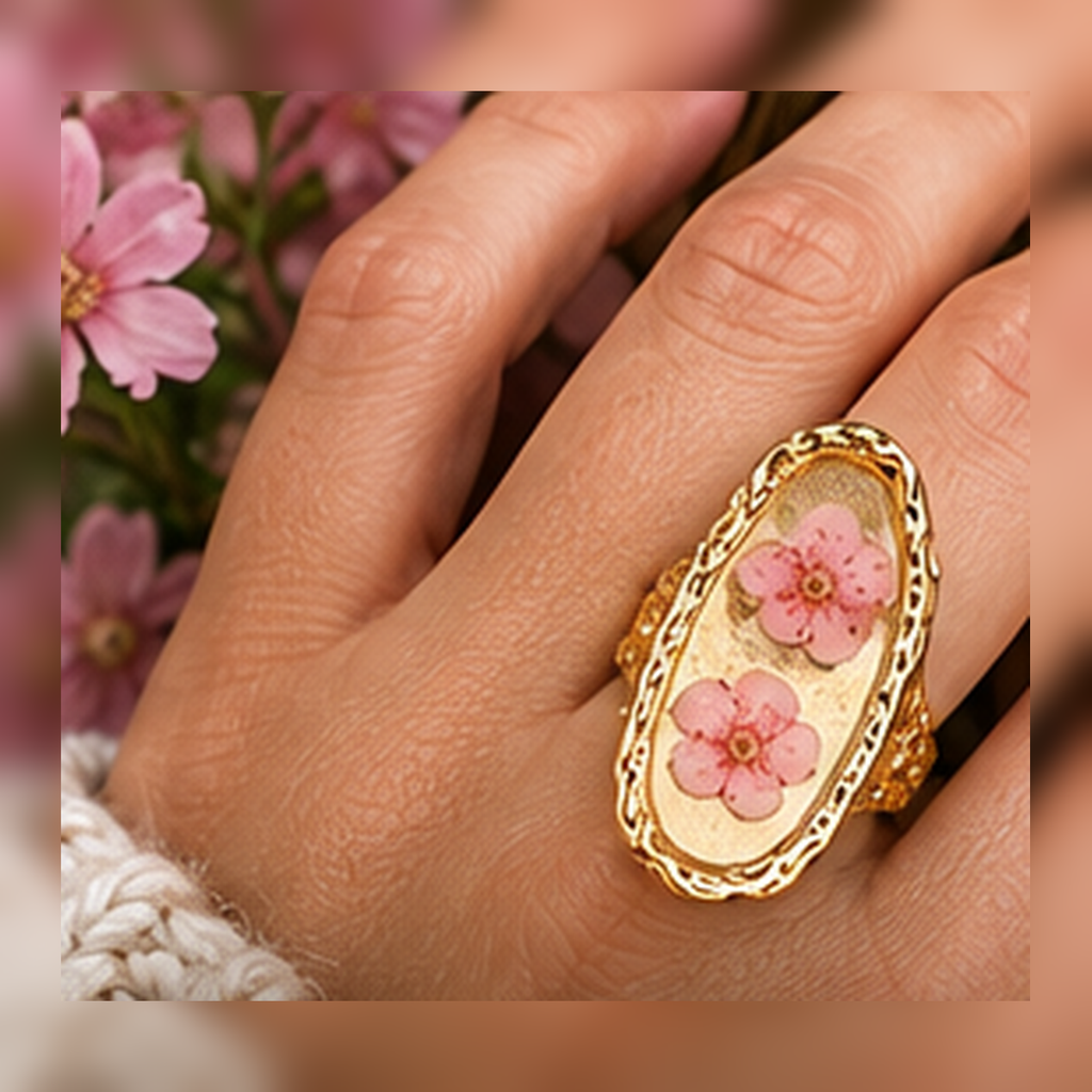 Model hand wearing the Blushing Blossom Renewal Ring