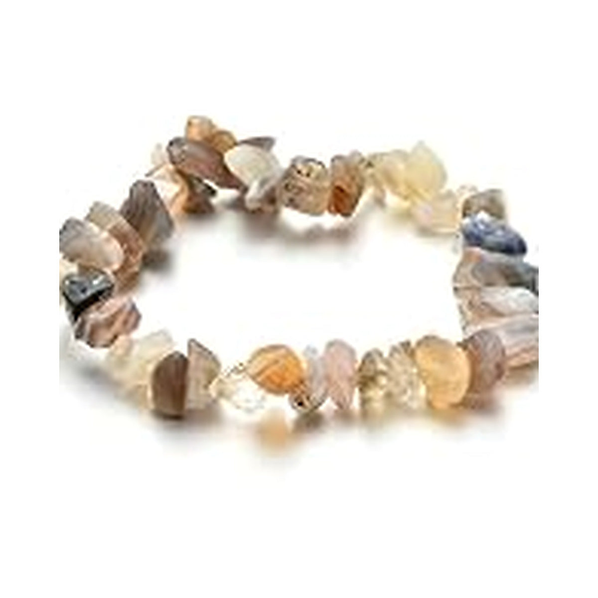 Botswana Agate irregular stone chip stretch bracelet on a white background