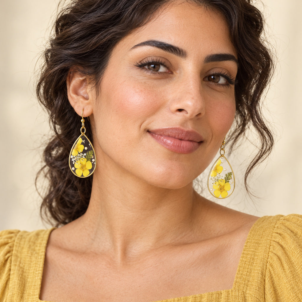 Buttercup Radiance Pressed Flower Earrings
