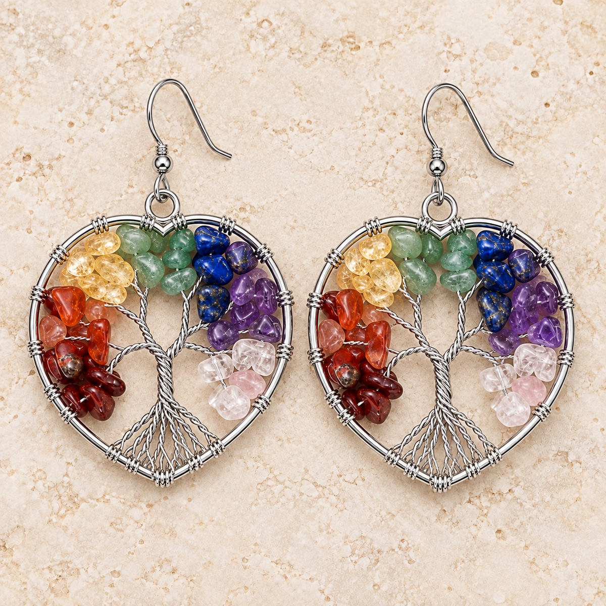 Heart of Belonging Rainbow Tree Earrings — solo view.