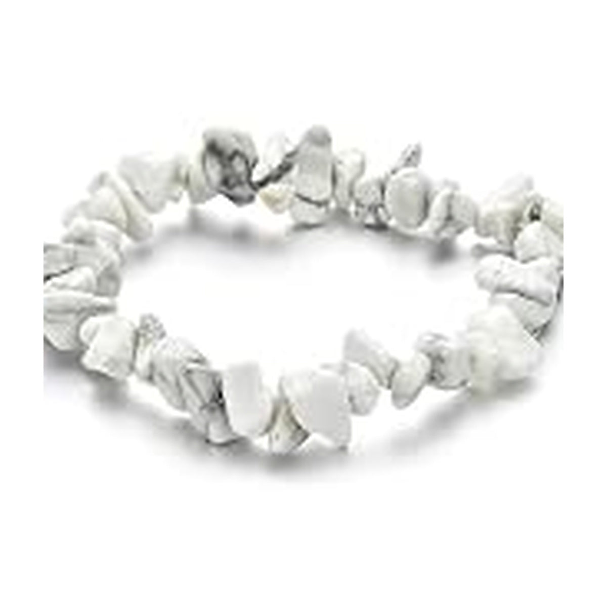 Howlite irregular stone chip stretch bracelet on a white background