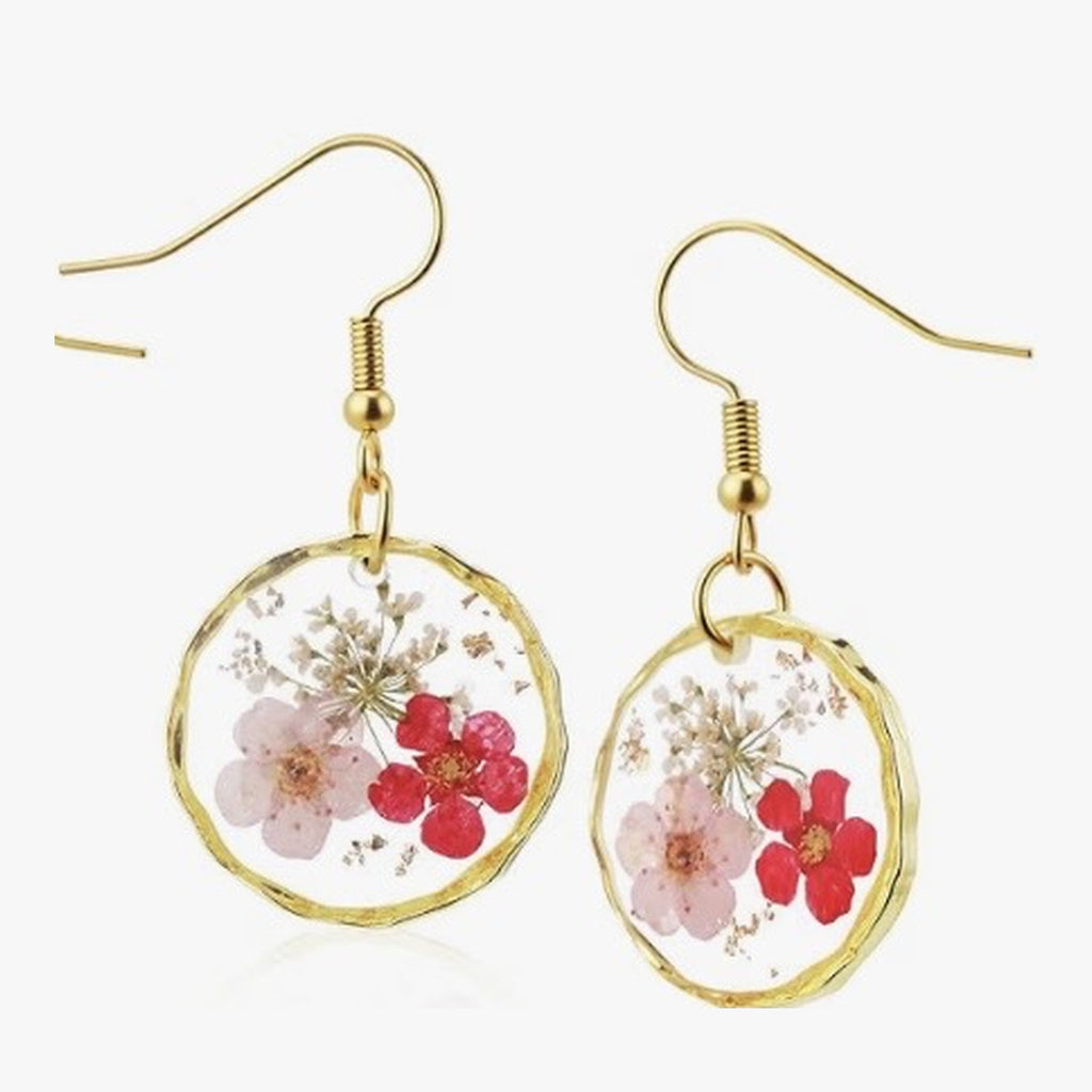 Hydrangea Heartlight Pressed Flower Earrings