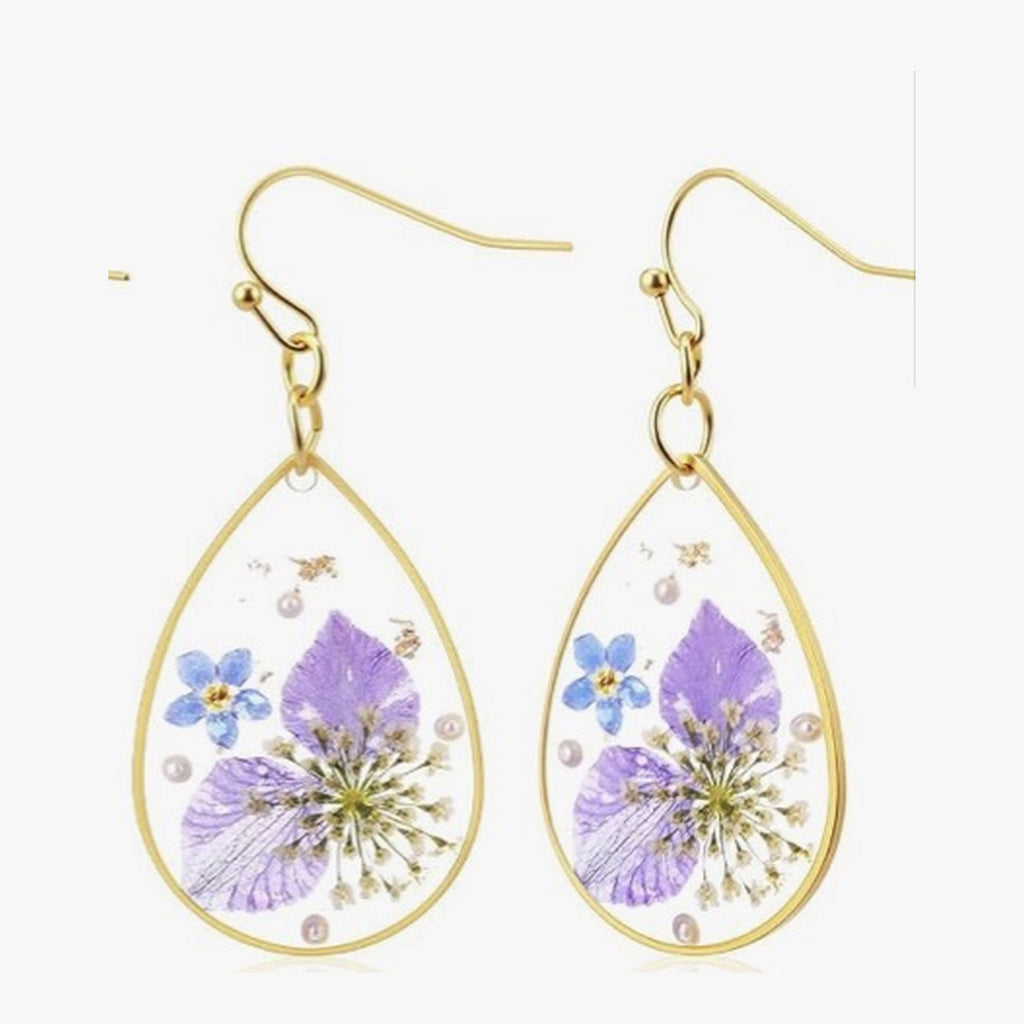 Lavender Meadow Grace Pressed Flower Earrings