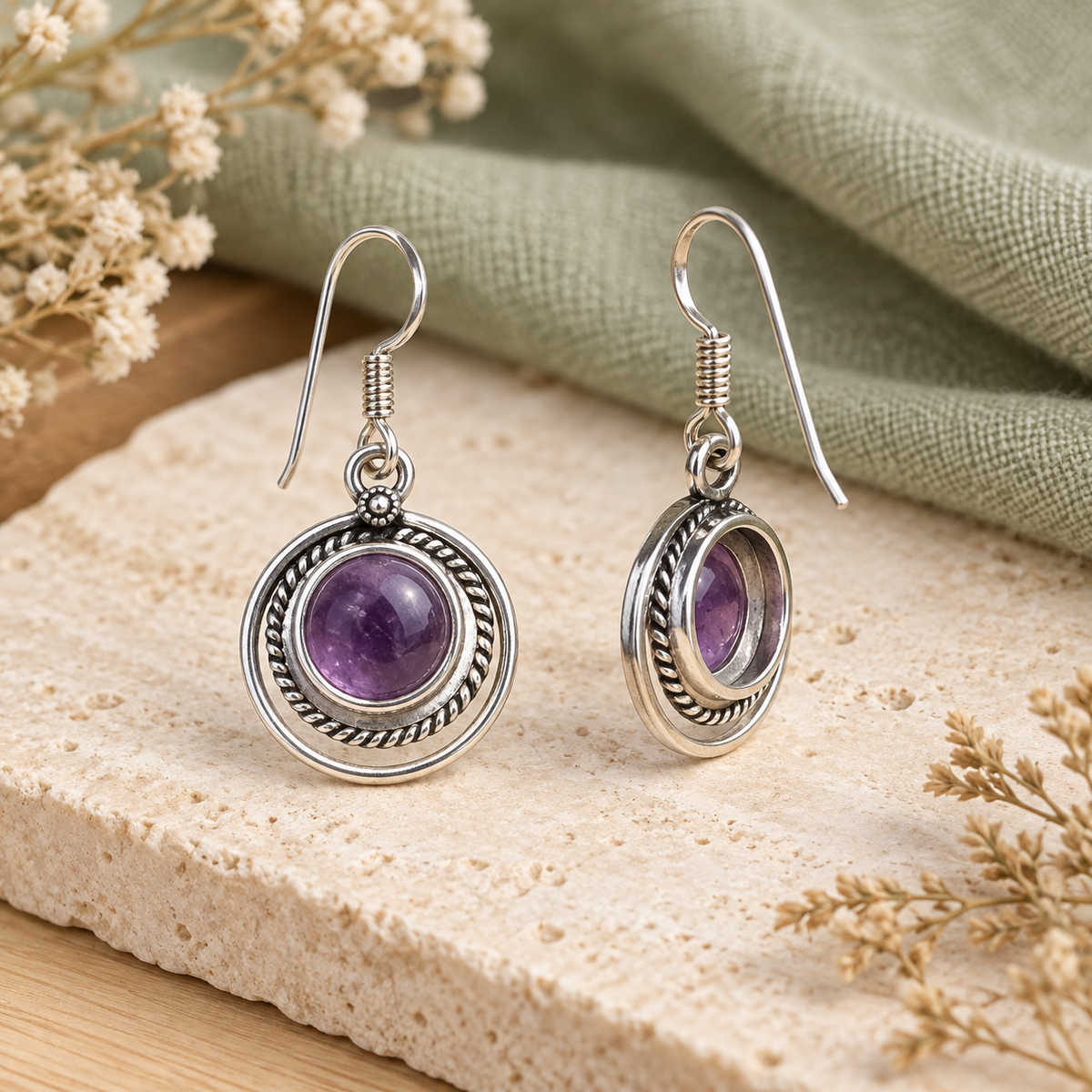 Amethyst Moonlit Orbit open-back earrings