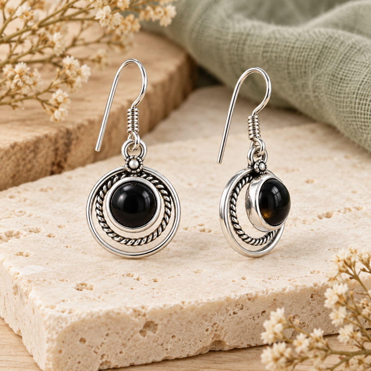 Black Onyx Moonlit Orbit open-back earrings