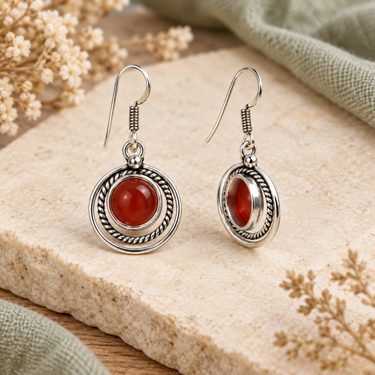 Carnelian Moonlit Orbit open-back earrings
