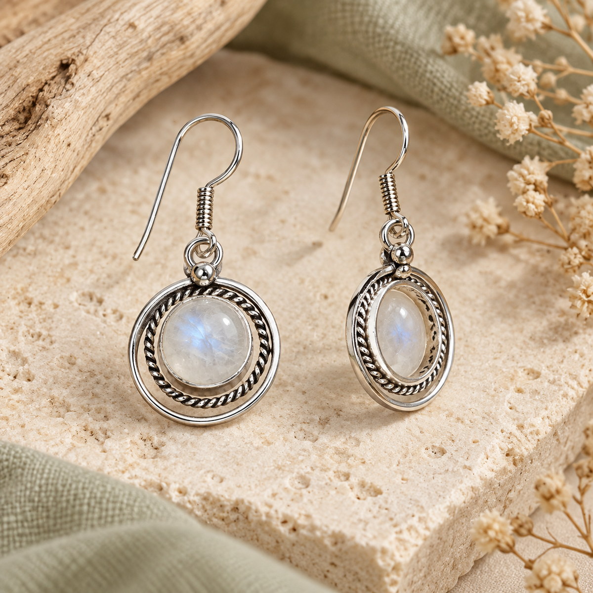 Moonstone Moonlit Orbit open-back earrings