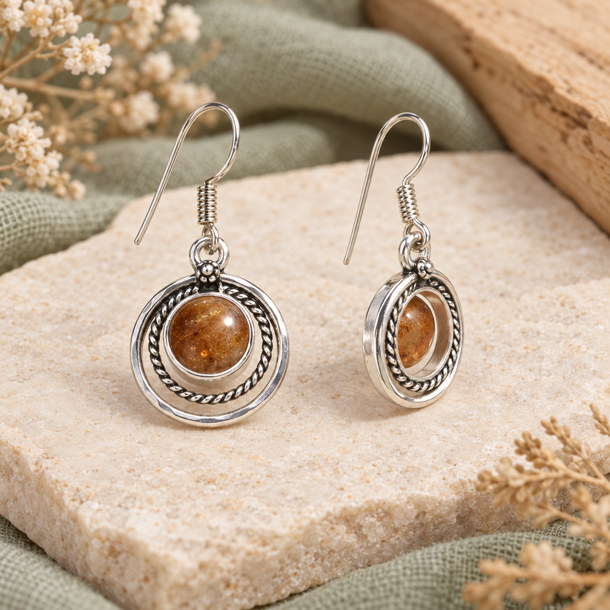 Sunstone Moonlit Orbit open-back earrings