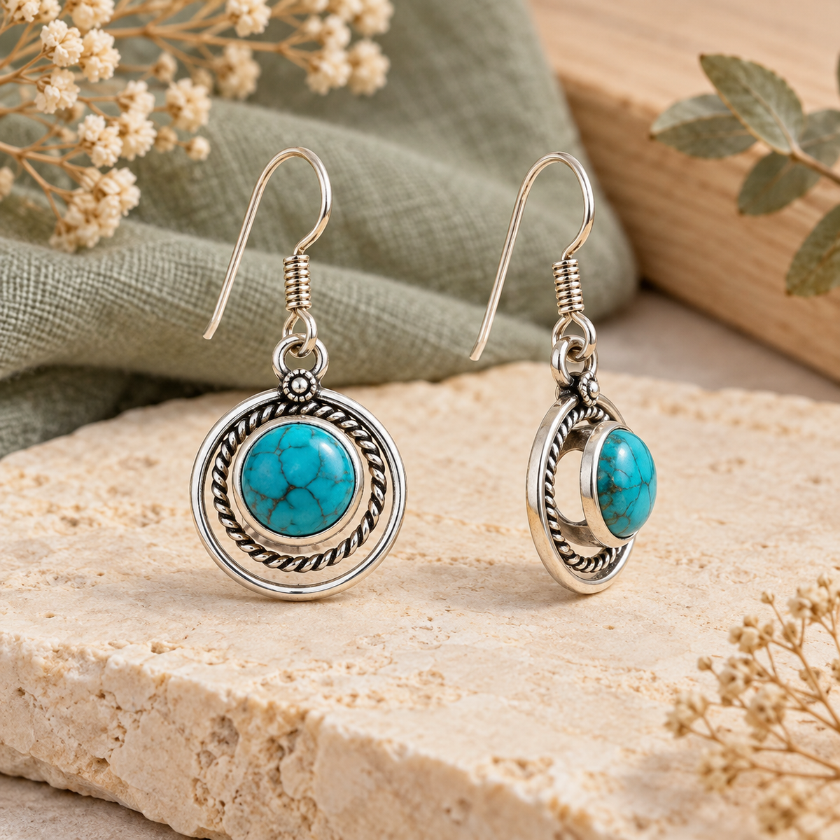 Turquoise Moonlit Orbit open-back earrings