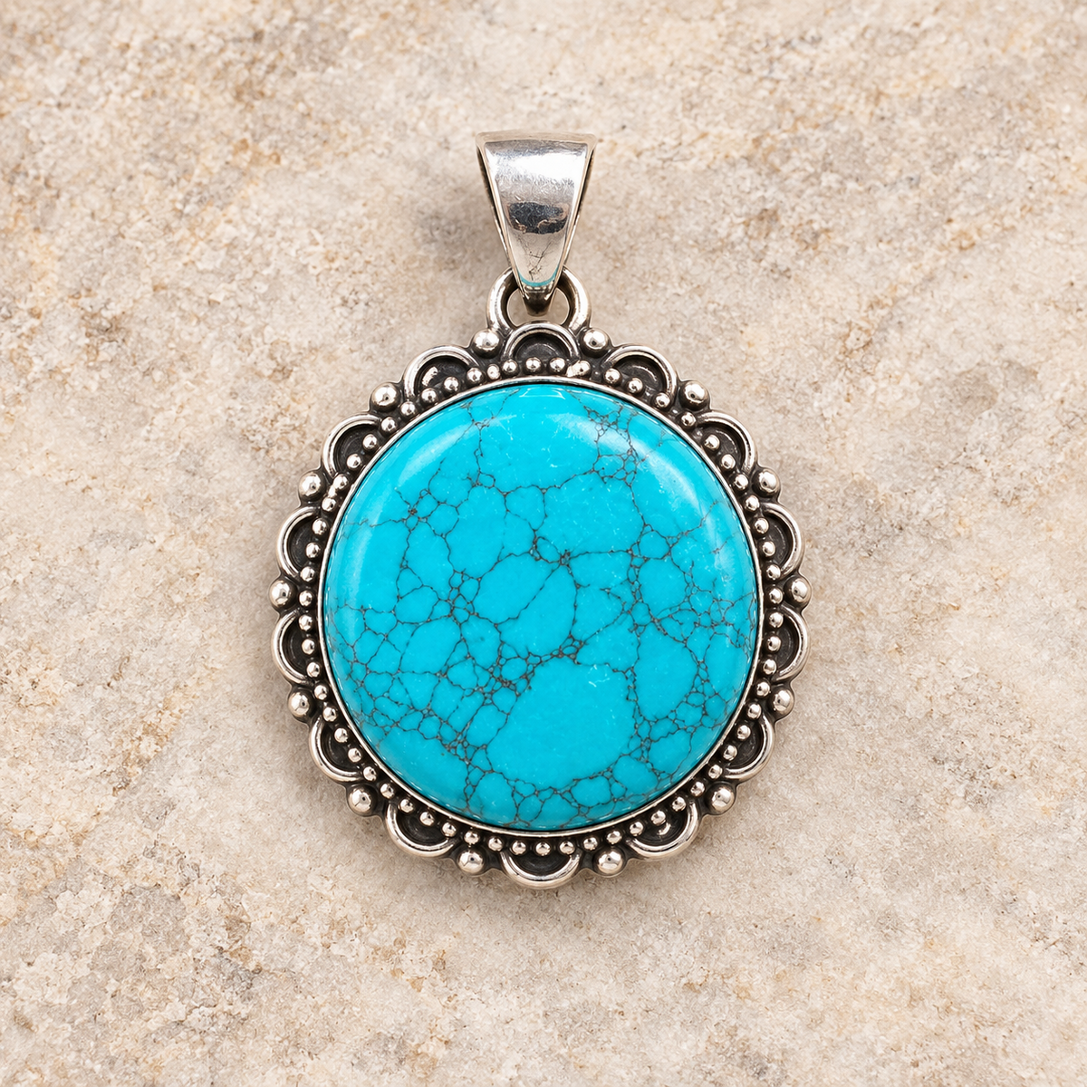 Full Moon large circular turquoise pendant