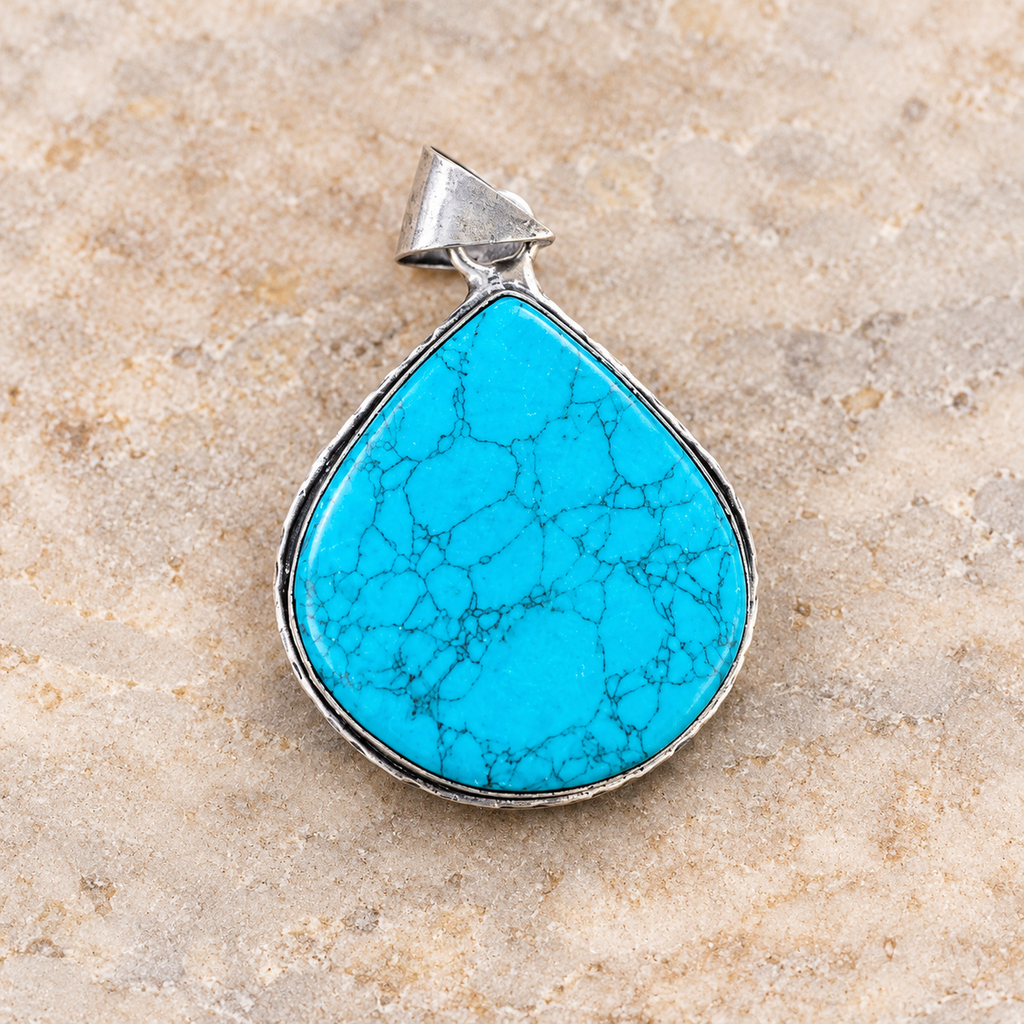 Large Moonlit Path turquoise teardrop pendant