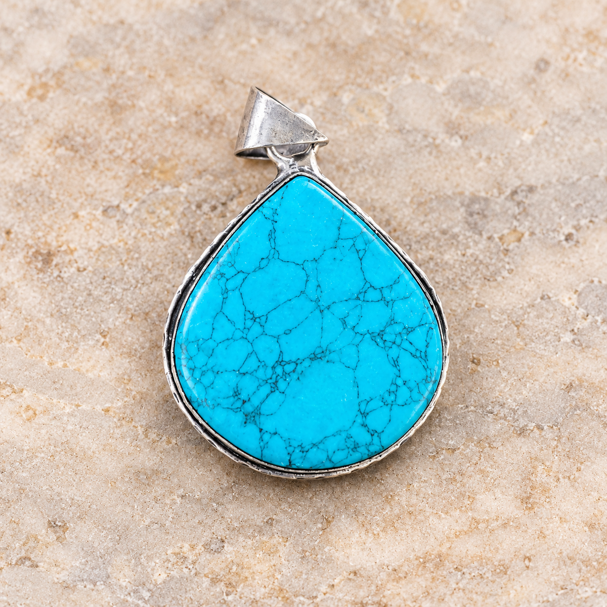 Large Moonlit Path turquoise teardrop pendant