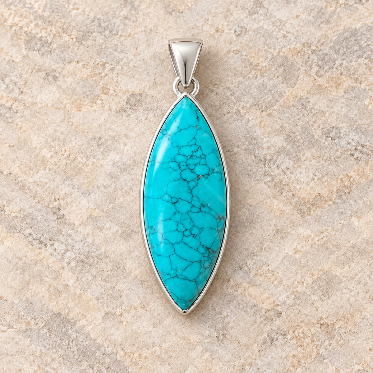 Inner Compass turquoise marquise pendant