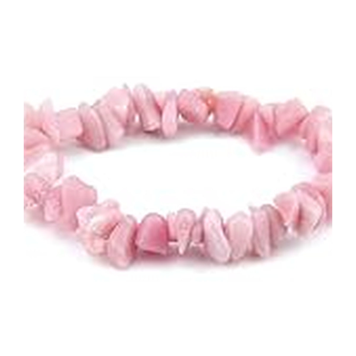 Pink Opal irregular stone chip stretch bracelet on a white background