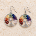 Radiant Roots Rainbow Tree of Life Earrings — solo view.