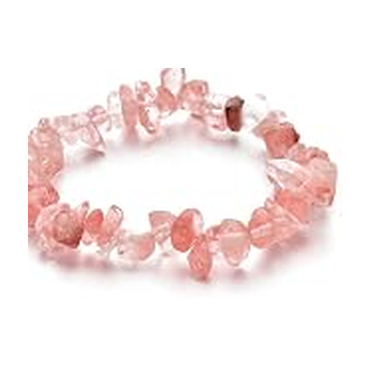 Rose Quartz irregular stone chip stretch bracelet on a white background
