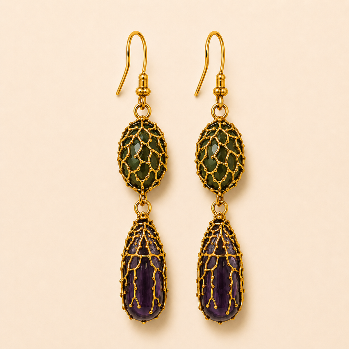 Double Stone Dangle Earrings
