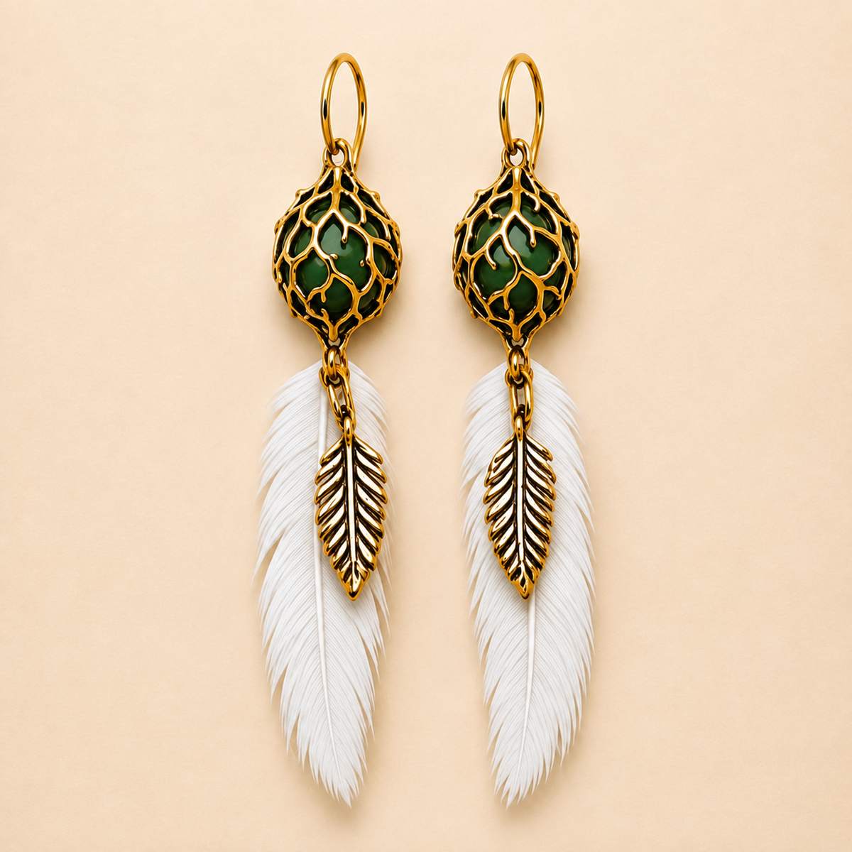Feather Root Dangle Earrings