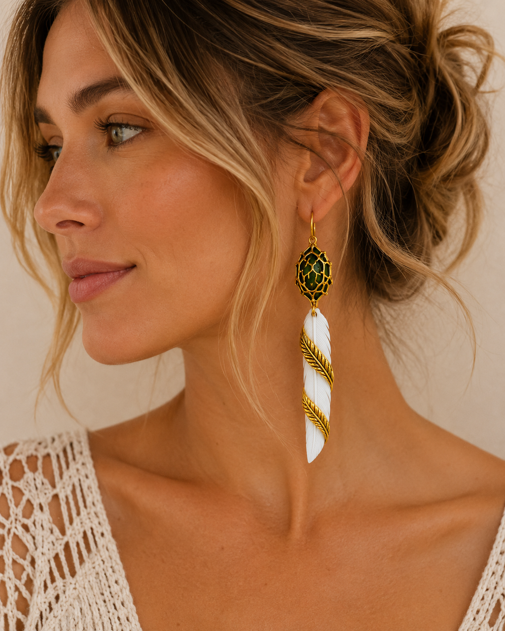 Feather Root Wrap Earrings